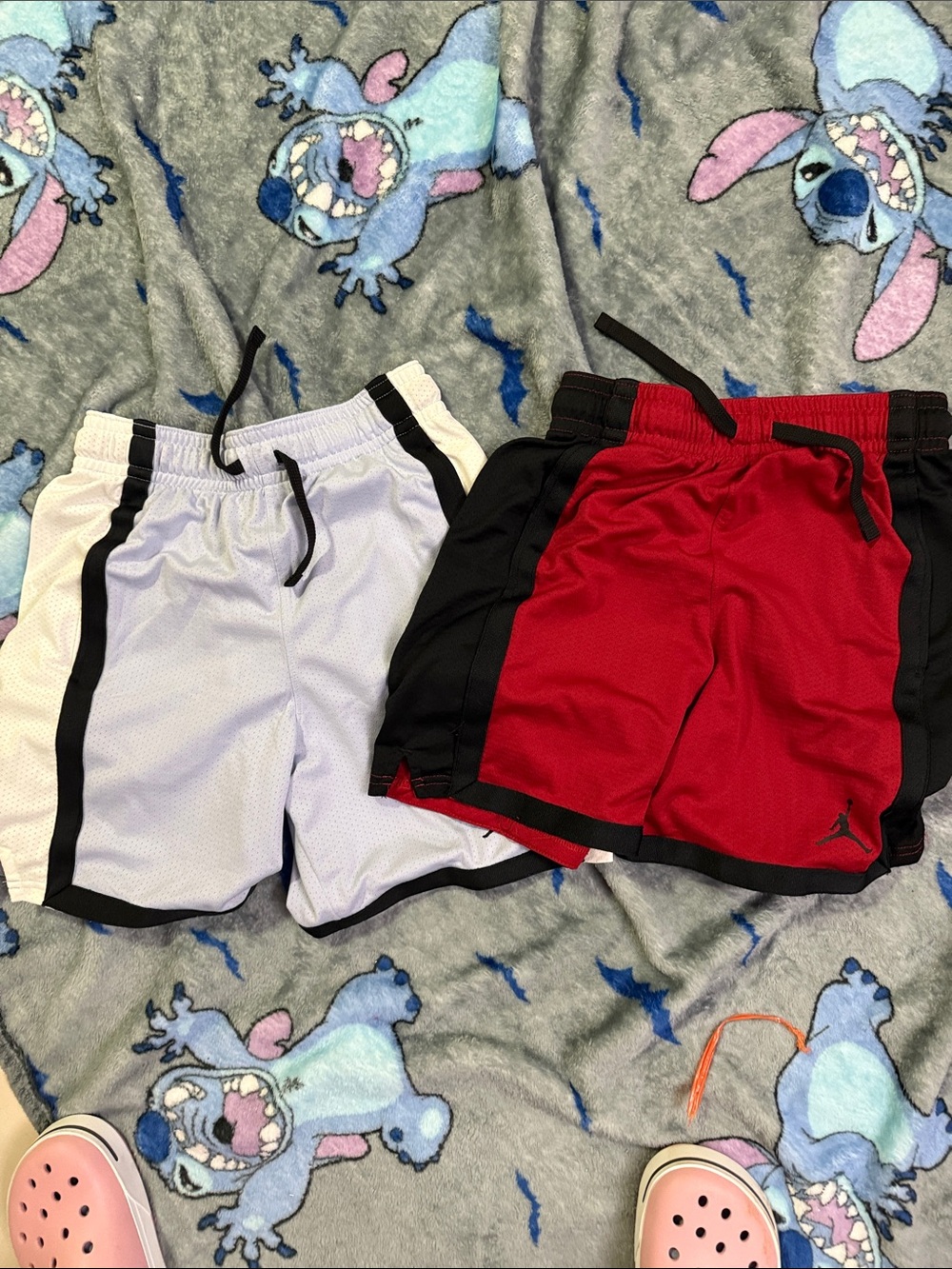 Jordan Kids Mesh Athletic Shorts - Red & White with Black Trim